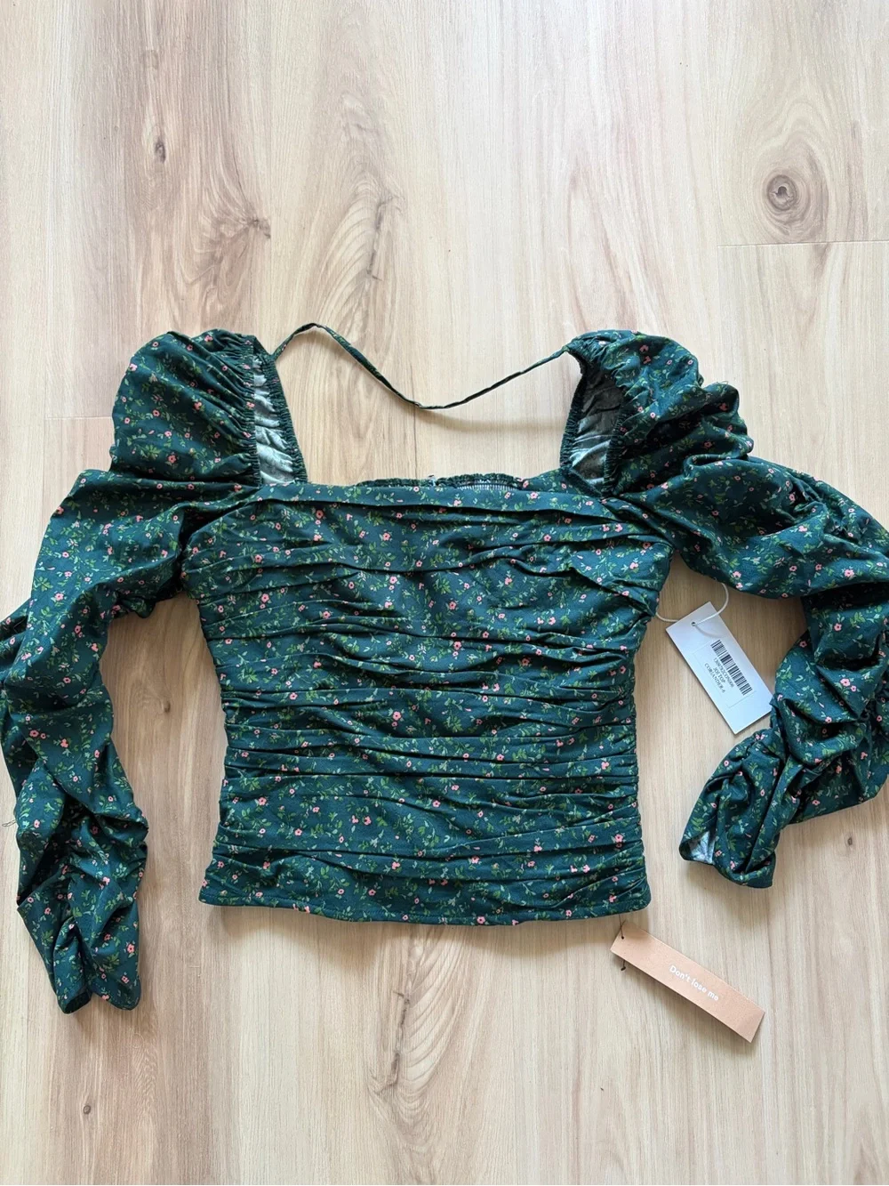 NWT Women’s Reformation Dark Green Floral Joi Top